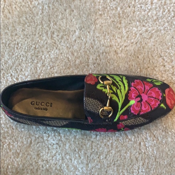 Gucci Jordaan leather-trim metallic floral loafers - Picture 4 of 11